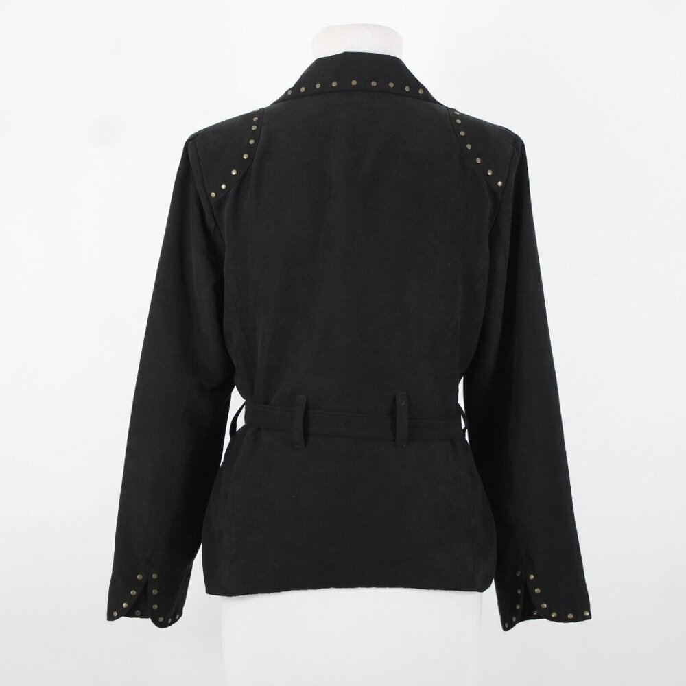 Carole Little Petites Sz M Black Bronze Studded Pockets Lined Polyester Jacket - Picture 7 of 16